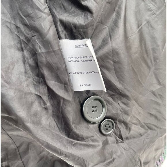 Donatella Womens Plaid Tie Waist Wool Pea Coat Green Sz Medium - Picture 7 of 11